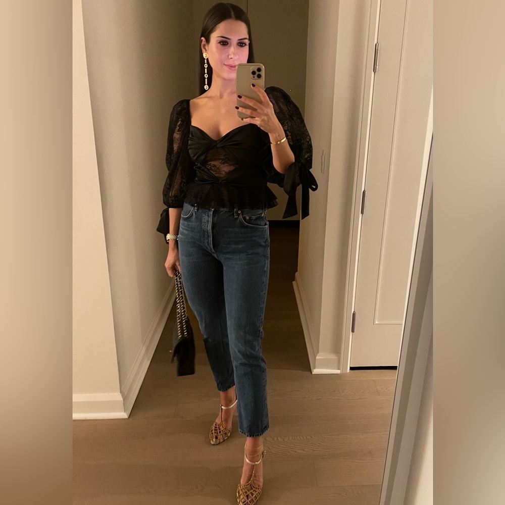 For love & lemons lace and satin top